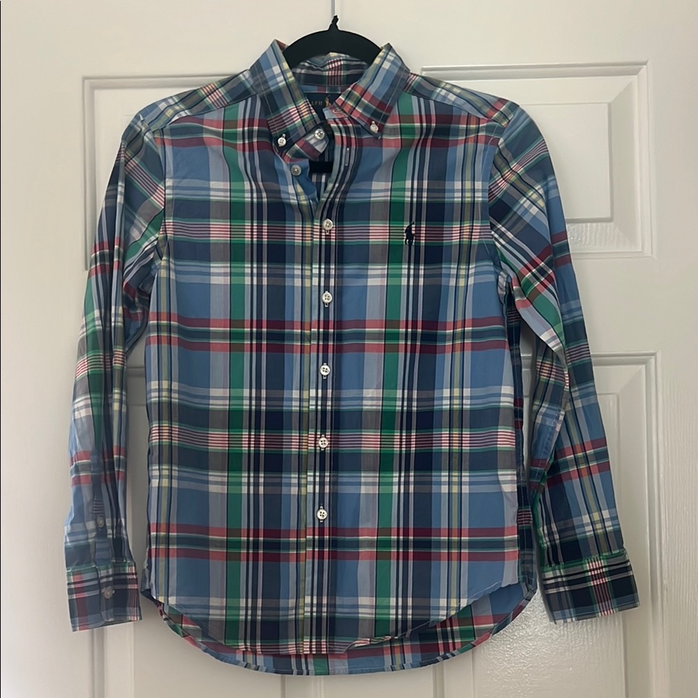 Polo Kids Boys Ralph Lauren Plaid Shirt - Blue, Green, Red 10-12 medium